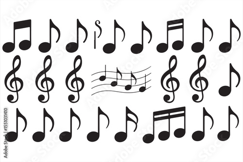 Forte Marked Music Staff with Black Notes