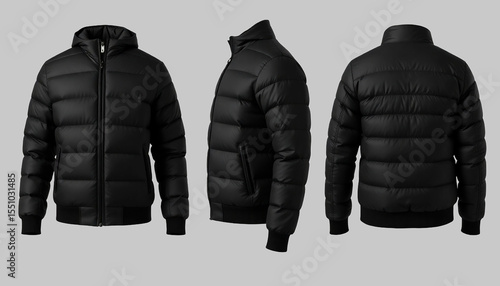 Black puffer jacket with hood