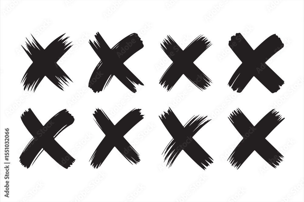 Bold Ink Brush Crosses in Minimalist Layout Bold Ink Brush Crosses in Minimalist Layout