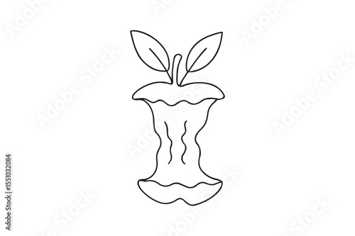 Rotting Apple Core continuous one line drawing minimalism design