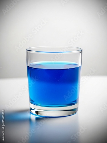 glass of water blue syrup
