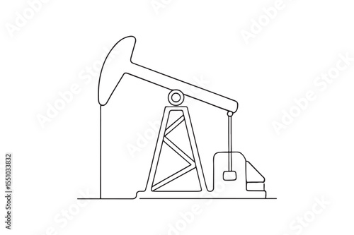 Oil Extraction Rig continuous one line drawing minimalism design