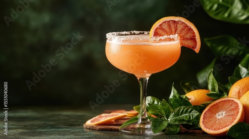 A beautifully crafted cocktail in a elegant glass garnished with a citrus slice, reflecting a refreshing drink perfect for warm evenings or festive gatherings.