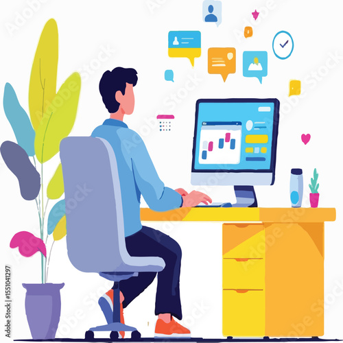 remote work lifestyle with AI assistant helping at home