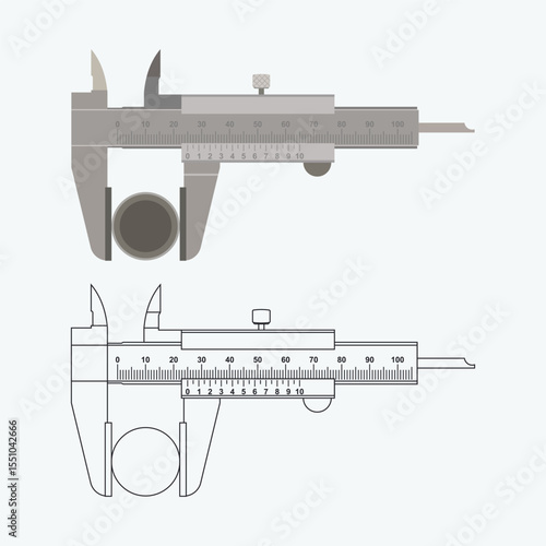Vernier calipers icon design stock illustration