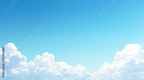 Fototapeta Naklejka Na Ścianę i Meble -  Soft white cumulus clouds floating in a bright blue sky