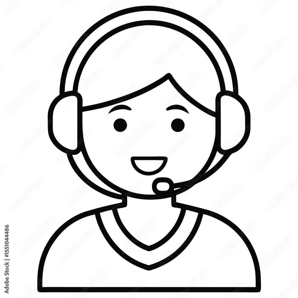 Obraz premium call center operator line art vector