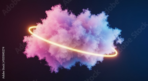 Neon Glow Cloud Planet: A Digital Dreamscape