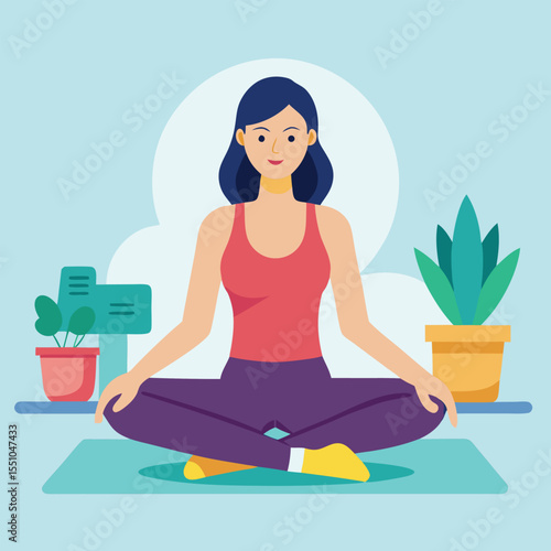 woman doing yoga vector