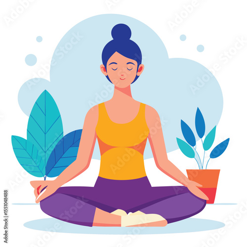 Wallpaper Mural woman doing yoga vector Torontodigital.ca