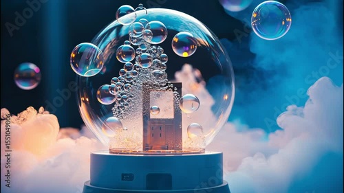 Wallpaper Mural Realistic 3D city trapped inside a clear soap bubble.  Torontodigital.ca