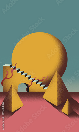 Spiritual Realms & Psychedelic Visions — Surreal Synthwave Poster Art, Retrowave Landscapes, Grainy Aesthetic, Futuristic Vibes, 80s-Inspired Dreamscape