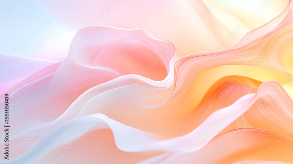 Fototapeta premium A soft, flowing abstract design with gentle pastel colors blending harmoniously, perfect for backgrounds and creative projects.