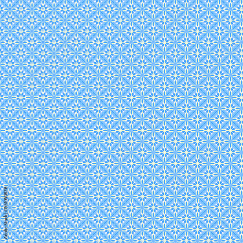 Abstract checkered seamless pattern Small blue white geometric mosaic motifs Two tones