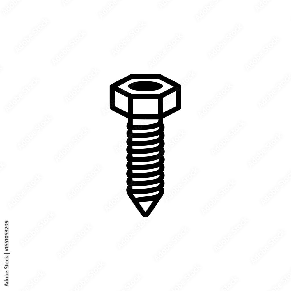Illustration of a single hex bolt Illustration of a single hex bolt