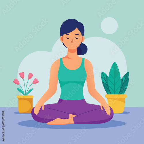 woman doing yoga vector