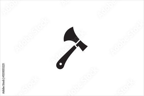 Black and white, with a simple and minimalistic Tomahawk silhouette isolated on a white background
