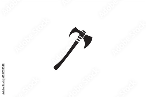 Black and white, with a simple and minimalistic Tomahawk silhouette isolated on a white background