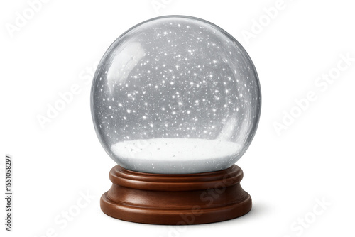 Classic snow globe with falling snowflakes, isolated on transparent background, perfect for christmas projects
