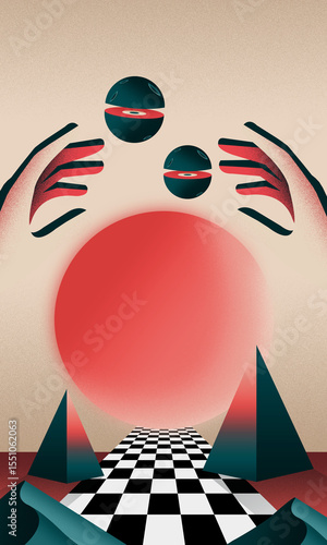 Spiritual Realms & Psychedelic Visions — Surreal Synthwave Poster Art, Retrowave Landscapes, Grainy Aesthetic, Futuristic Vibes, 80s-Inspired Dreamscape
