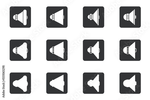 Loudspeakers. illustration or icon of a loudspeakers in a box. Stock illustration icon vector.