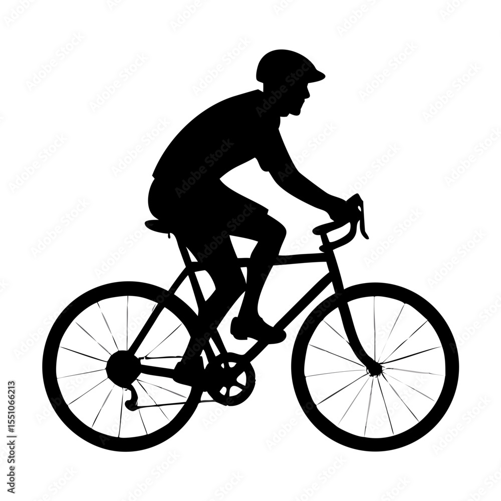Obraz premium Cyclist Riding Vintage Bicycle Silhouette – Black Vector Illustration Isolated on White Background