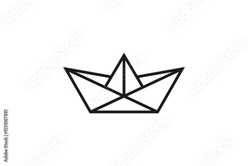 paper boat icon line design