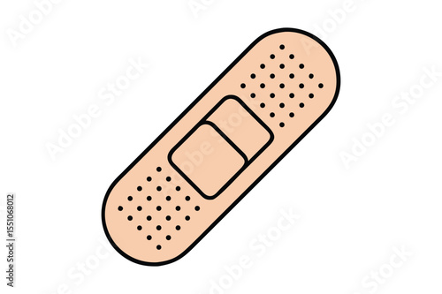 Bandage Strip Icon, Beige Adhesive in Monoline Style with Realistic Flat Colors Vector Illustration.