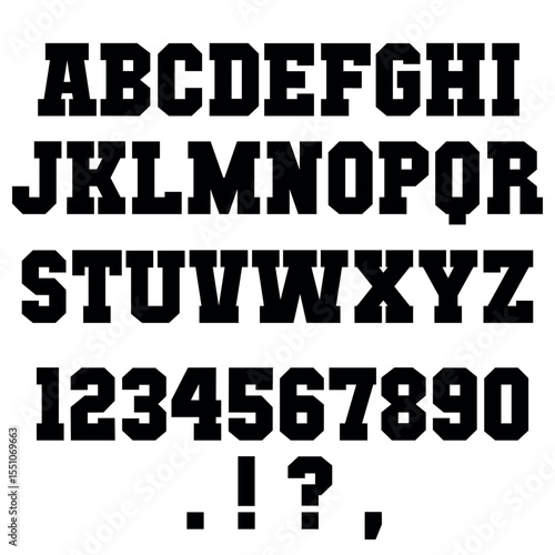 Font alphabet, vector, letters, numbers, punctuation marks,
