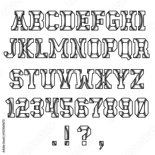 Font alphabet, vector, letters, numbers, punctuation marks,