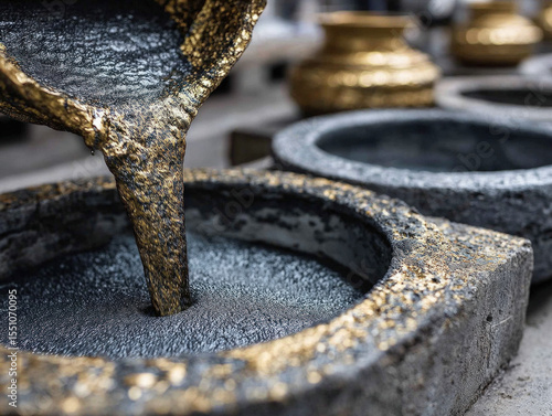 Close-up of pewter metal be...