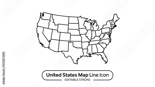 United states map outline vector illustration editable stroke usa map icon america map graphic design 