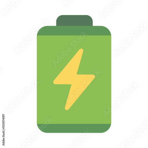 Green Battery Icon with Yellow Lightning Bolt Symbol
