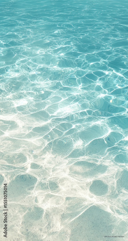 Obraz premium Tranquil underwater scene with light reflecting on the surface, creating a textured pattern of shimmering turquoise and white hues