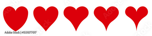 5 Red heart icons 