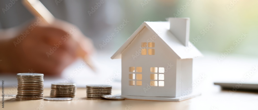 custom made wallpaper toronto digitalThe miniature house symbolizes investment potential in real estate and financial growth.