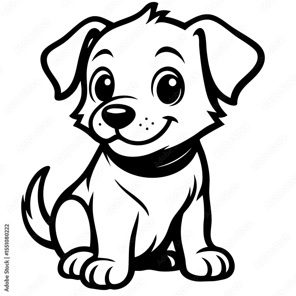 Fototapeta premium A fun, cute, happy brown puppy cartoon vector illustration for pet lovers