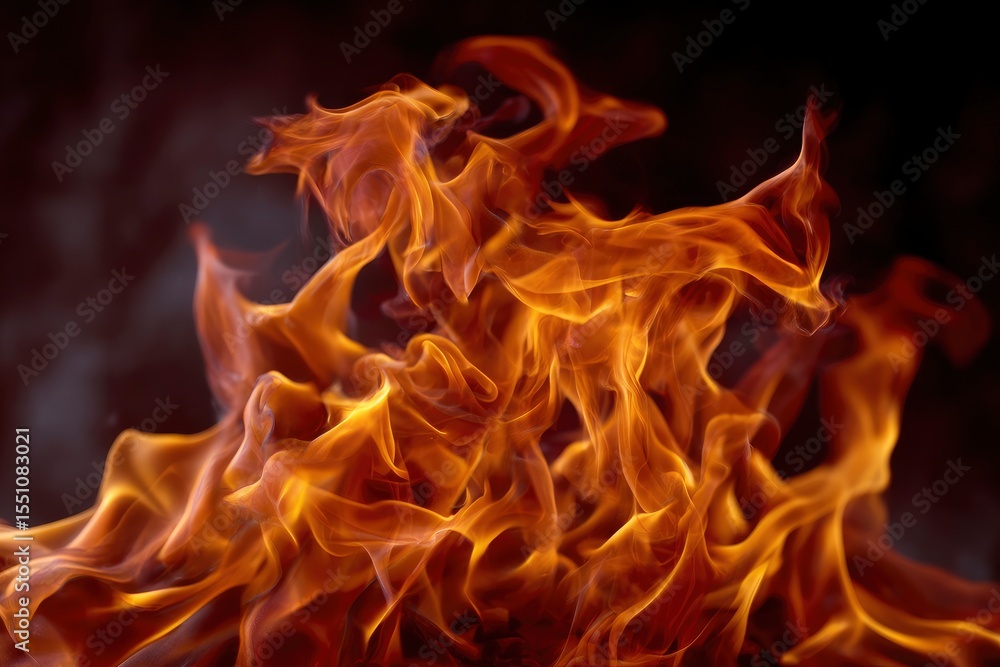 Fototapeta premium Dynamic closeup of orangeyellow fire with blurred background