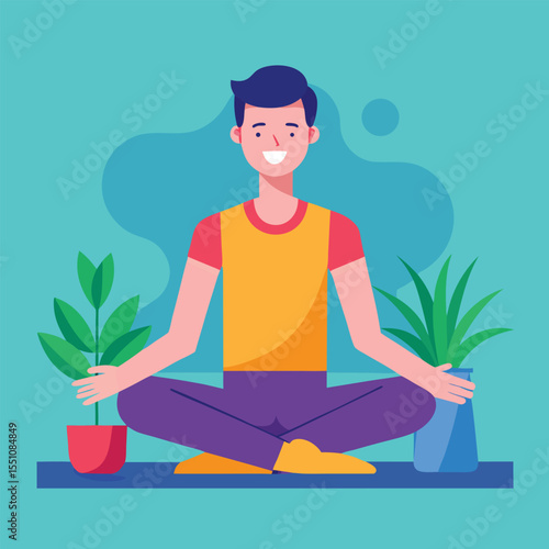 man doing yoga vector