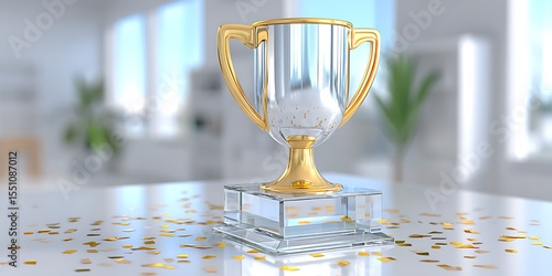 Clear Trophy on Glass Stand