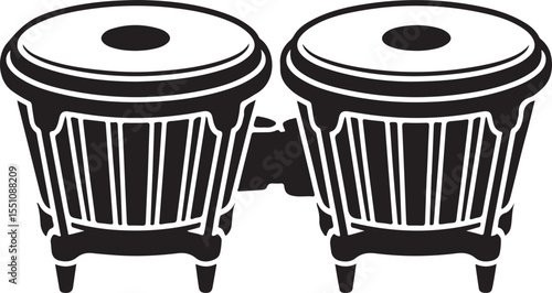 Black conga drums silhouette for music art, rhythm vector designs, and percussion illustration projects