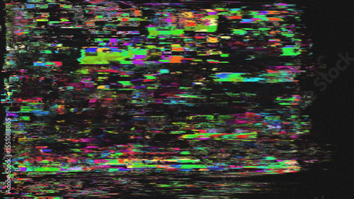 VHS Glitch Aesthetic, Digital Noise Texture, Cyberpunk Screen Errors, Retro Signal Distortion, Broken Pixel Art