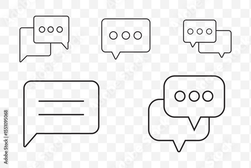 Chat bubble set outline vector isolated on white background. Chat icon.Line chat icons for flat design. Talk baloon icons. Chat speech bubble.