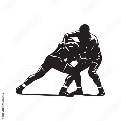 vector silhouette of a Wrestling