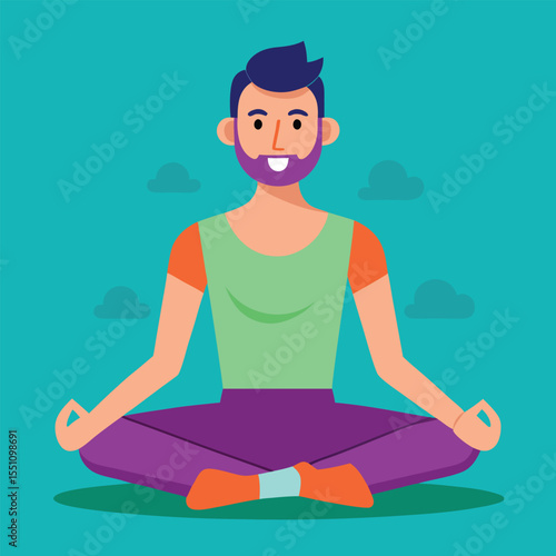 man doing yoga vector