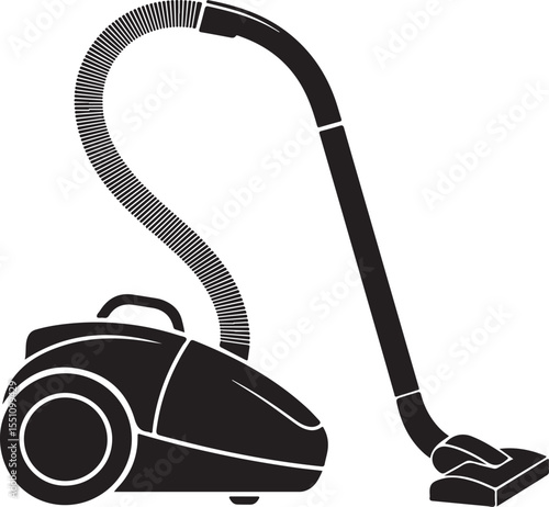 Black vacuum cleaner silhouette for household art, cleaning vector designs, and home illustration projects