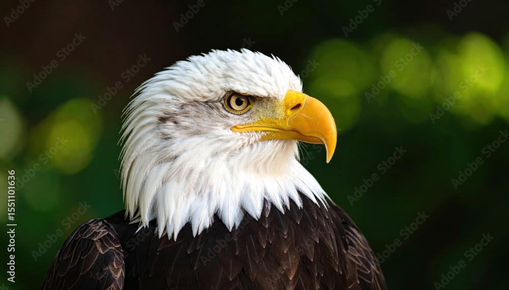 Fototapeta premium Majestic Bald Eagle Portrait showcasing its striking plumage and intense gaze