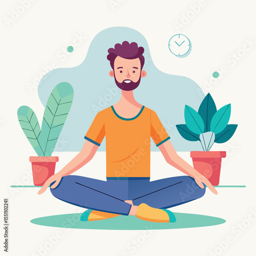 man doing yoga vector
