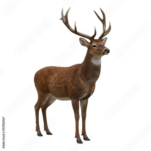 Spotted deer isolated on a white background, including a clipping path