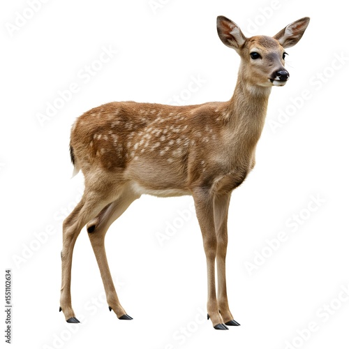 Spotted deer isolated on a white background, including a clipping path